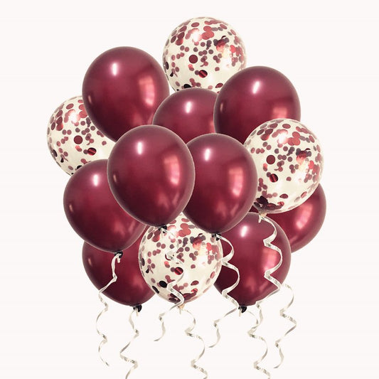 Party - Balloon with Confetti -10pcs (Maroon)