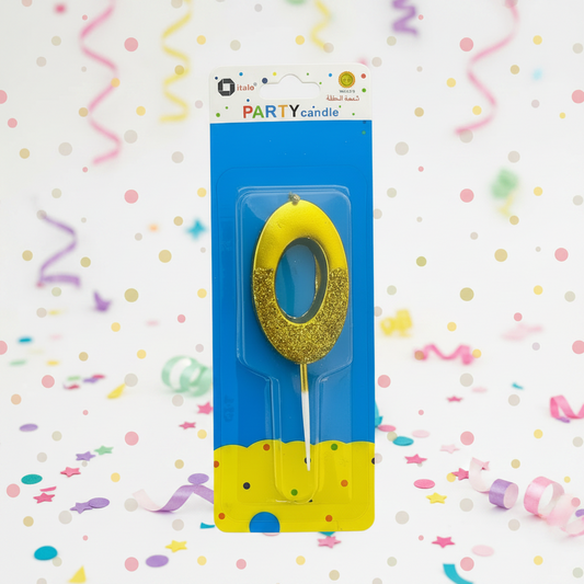 Party Metallic Number Candle – "0"Gold