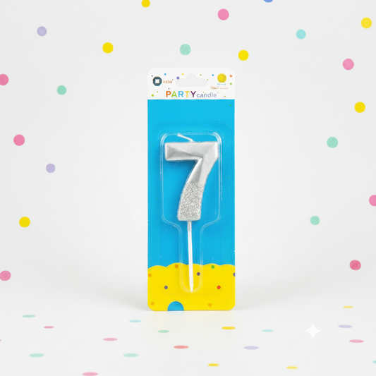 Party Metallic Number Candle – "7"Silver