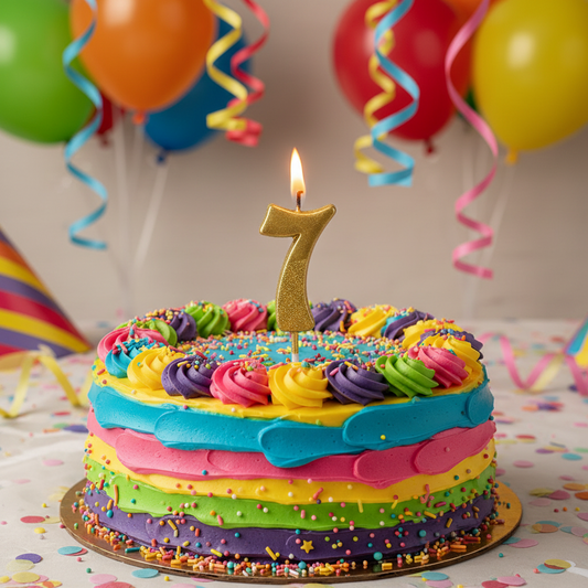 Party Metallic Number Candle – "7"Gold