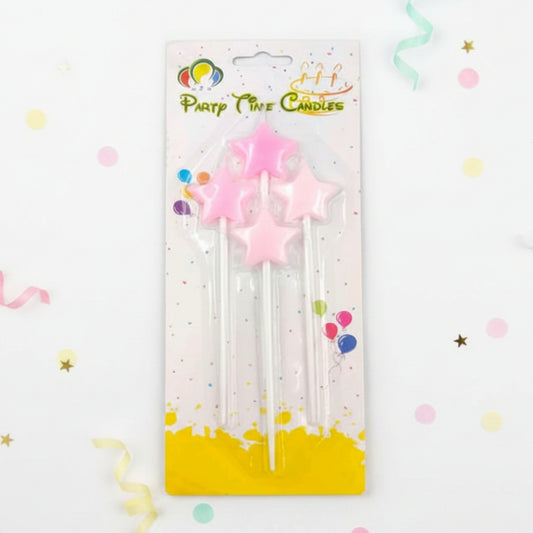 Party Star Candle – 4 Piece Set- PINK