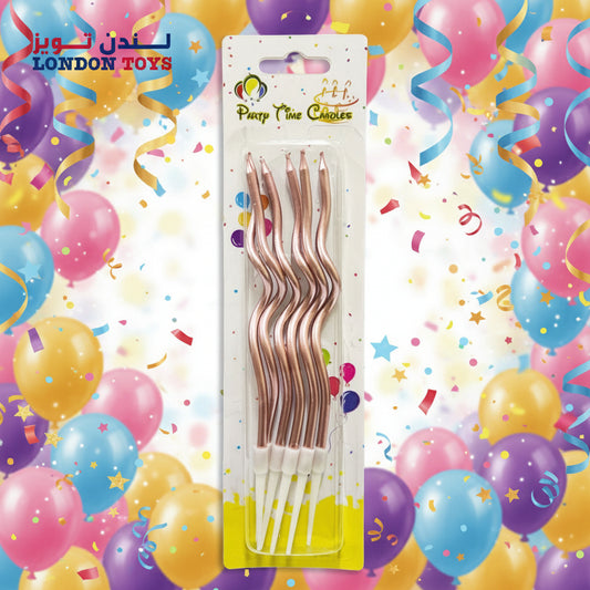 Metallic Curly Spiral Birthday Candles, Rose Gold.6pcs