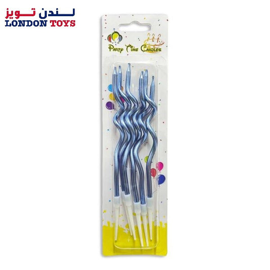 6pcs Metallic Curly Spiral Birthday Candles, Blue