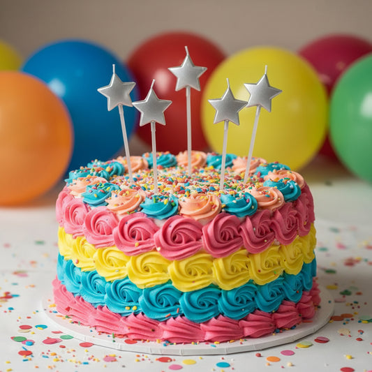 Party Star Candle – 4 Piece Set - Silver