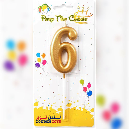 PARTY - Number Candle (Number 6) Gold