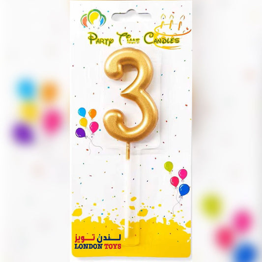 PARTY - Number Candle (Number 3) Gold