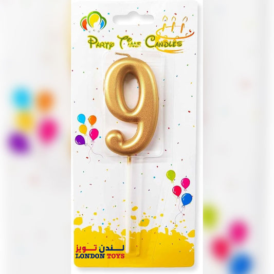 PARTY TIME - 1 Piece Gold Number Candles Cake Numeral Candles (Number 9)