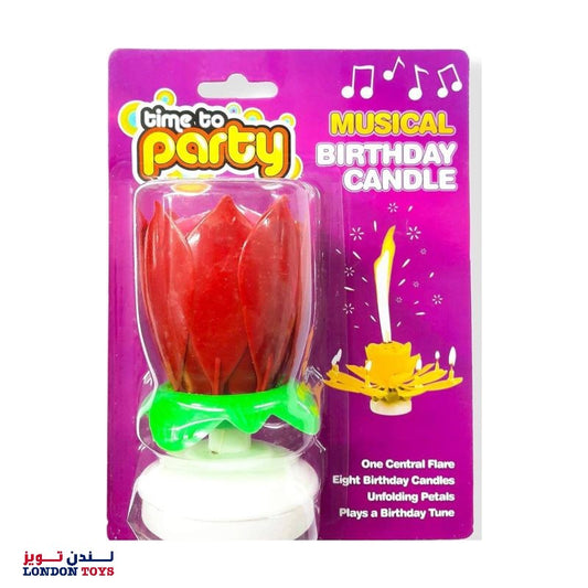 Musical Birthday Candles Rotatable Lotus RED