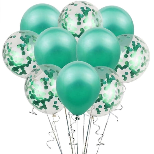 Party - Balloon's with Confetti -10pcs (Green)