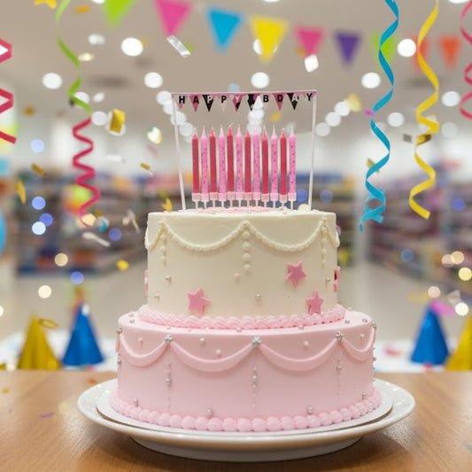 HAPPY BIRTHDAY PARTY CANDLE 12PC PINK