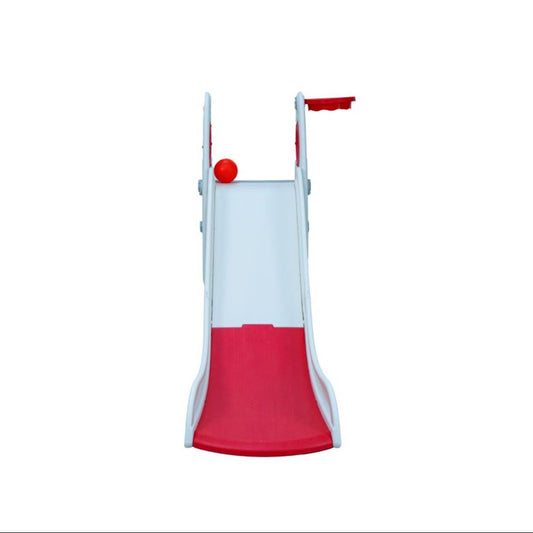 Little Toddler Medium Size Slide With Basketball Hoop, Light Red - White