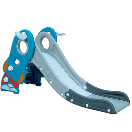 Little Toddler Small Size Slide with Basketball Hoop, Green - Grey