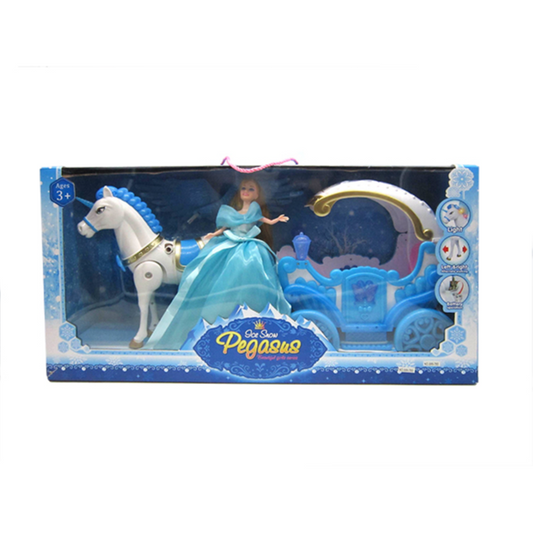 Ice Snow Horse And Princess Carriage With Light And Sound