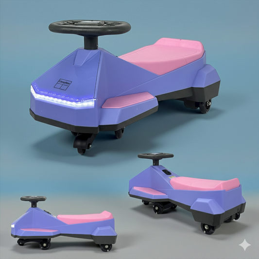 Purple Rechargeable Electric 2 in 1 Wiggle Ride-on