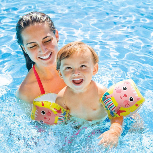 Intex Inflatable Swim Arm Bands for Kids with Colorful Lion Design for Fun Water Play