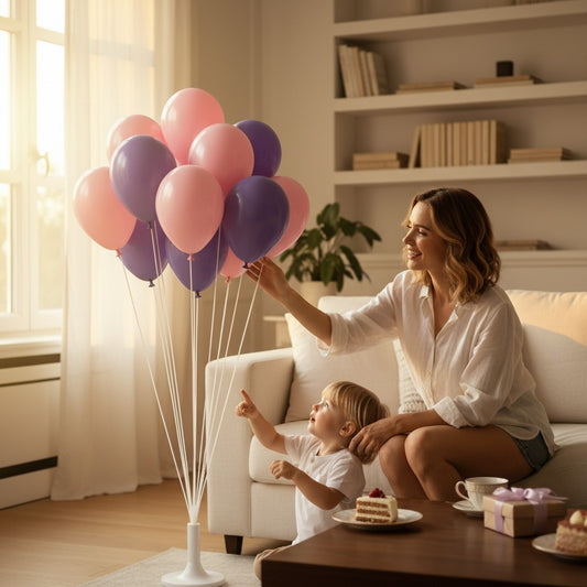 London Toys Party Balloon Assortment in soft pink and purple latex, classic round shape for celebrations.