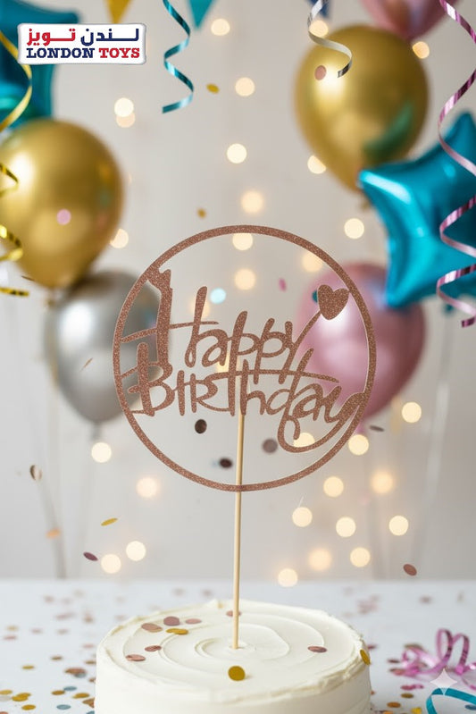 Happy Birthday Cake topper Glitter Rose (4pcs)