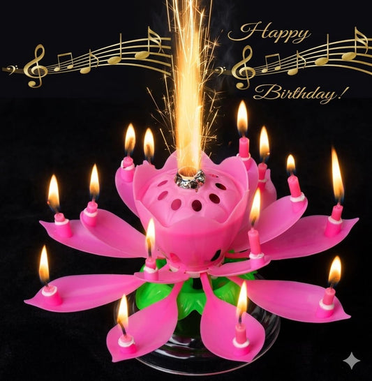 Musical Birthday Lotus Candle