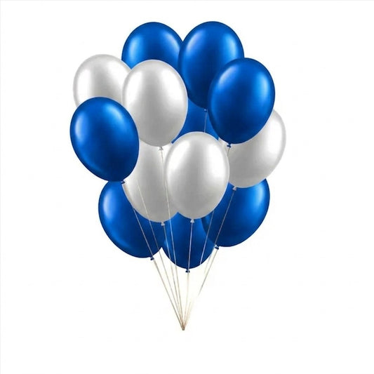Blue & Silver Helium Balloon Combo Pack 10Pcs – Pre-Filled Party Decoration