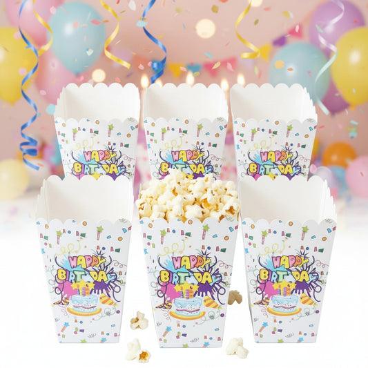 Party Popcorn Cups 6-Piece Pack! ("Popcorn Not Included" )