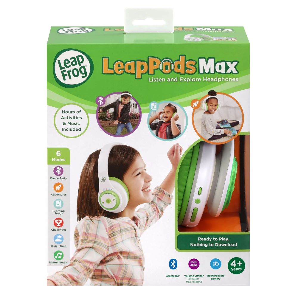 LeapFrog Leappods Max Headphones for kids, safe volume-limited design with fun learning features, available at the best online toy shop in Qatar with toy delivery service