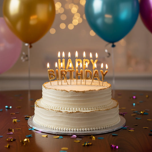 Happy Birthday Letter Candle Set – Gold