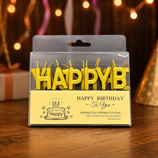 Happy Birthday Letter Candle Set – Gold