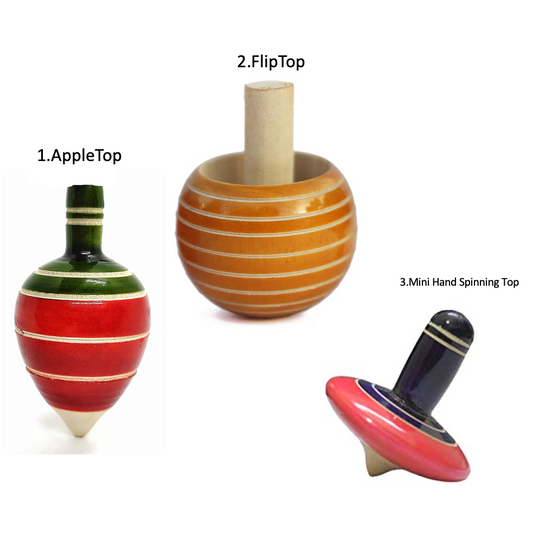 Wooden Spinning Tops – 3.In 1 set (3.pc pack )