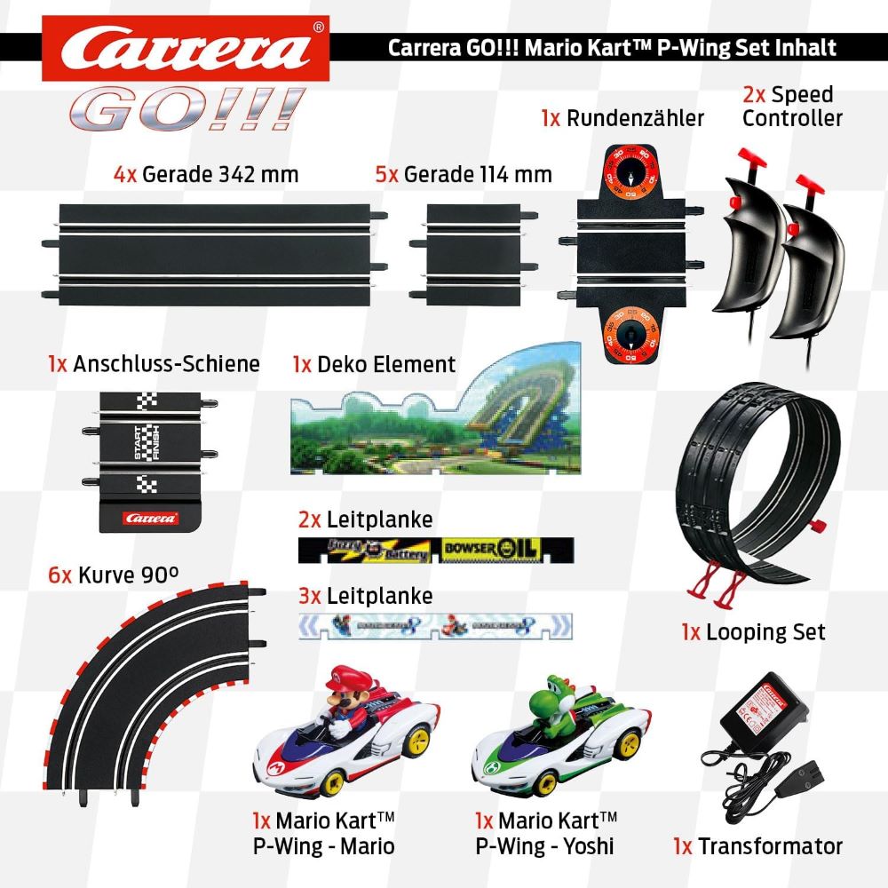 Carrera Go! Mario Kart P-Wing Slot Car Set 4.9M – London Toys