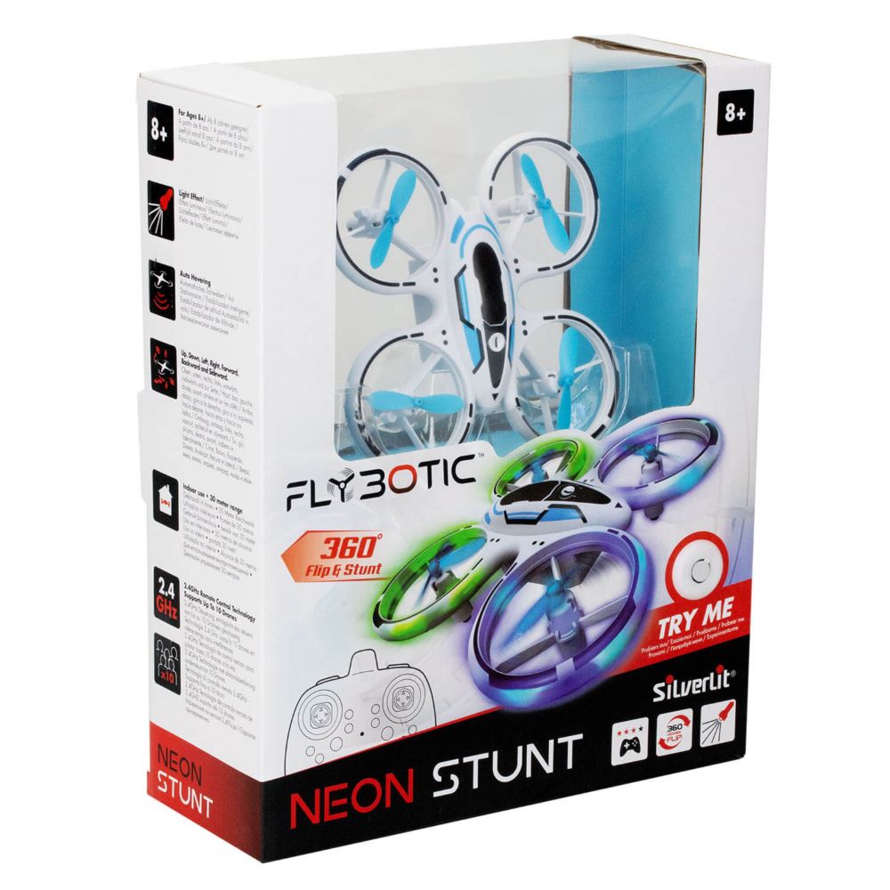 Neon Fly Ride Robot Silverlit Flybotic - Neon Stunt 360 ° Flip & Stunt Drone – London Toys