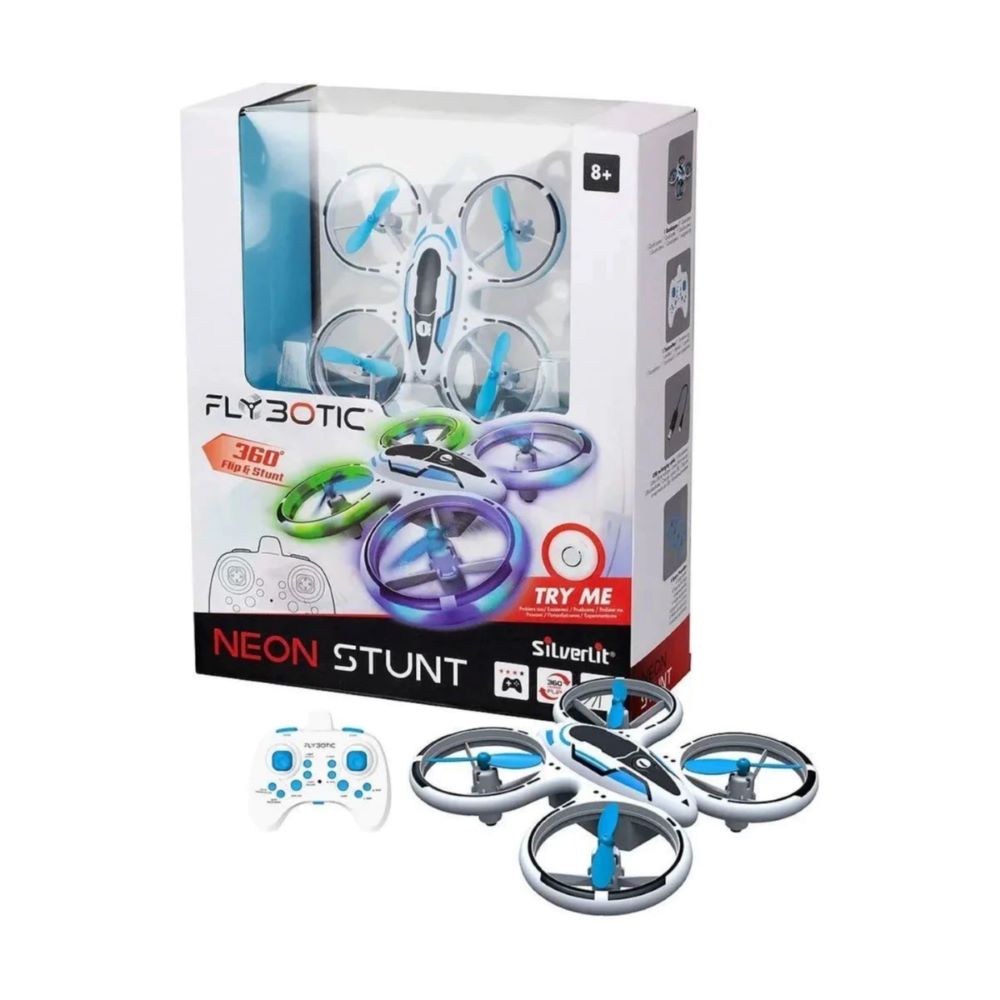 Neon Fly Ride Robot Silverlit Flybotic - Neon Stunt 360 ° Flip & Stunt Drone – London Toys
