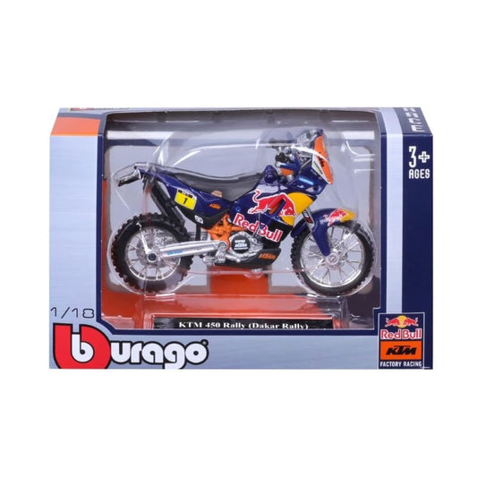 Bburago 1:18 Motorcycle Ktm 450 Rally Red Bull