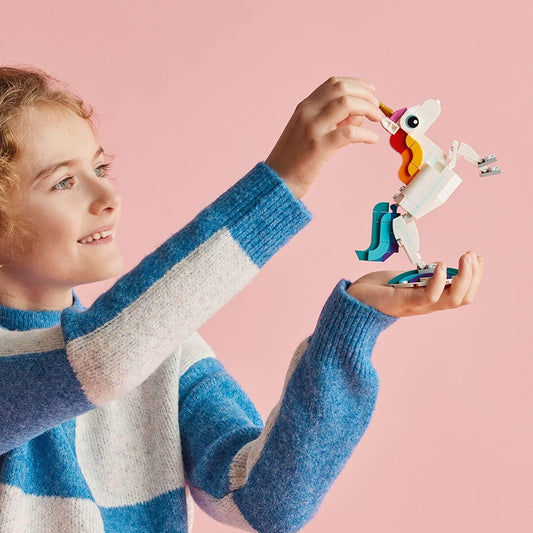 LEGO Creator 3-in-1 Magical Unicorn, Seahorse & Peacock Building Toy for Kids