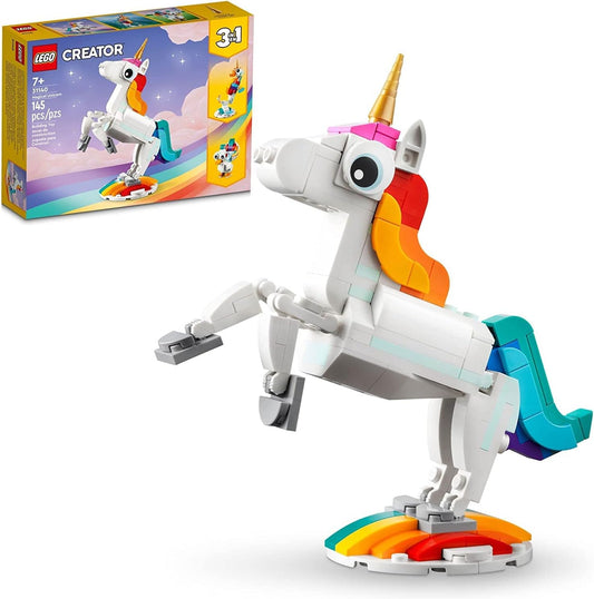 LEGO Creator 3-in-1 Magical Unicorn, Seahorse & Peacock Building Toy for Kids