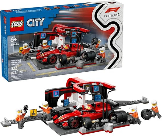Lego City F1 Ferrari Pit Stop Building Set 60443 for Kids Age 6+