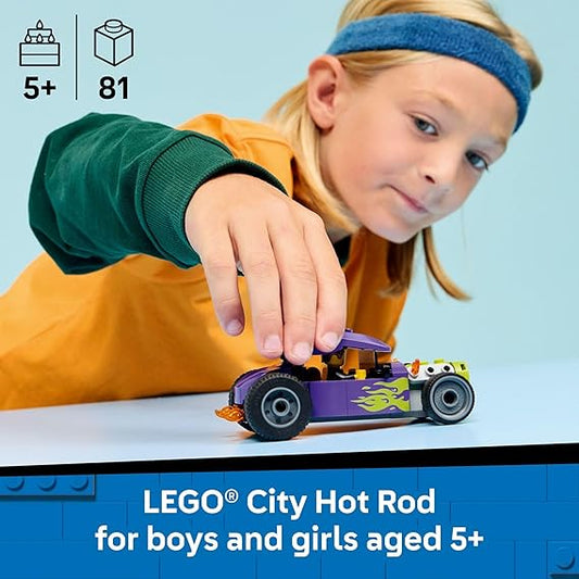 LEGO City Hot Rod Race Car Building Set 60485 with Racecar Driver Minifigure, Toy for Kids Age 5+