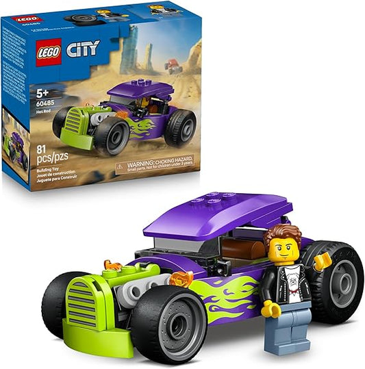 LEGO City Hot Rod Race Car Building Set 60485 with Racecar Driver Minifigure, Toy for Kids Age 5+