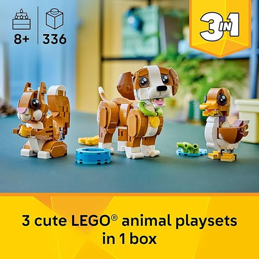 LEGO Creator 3-in-1 Puppy Dog, Squirrel & Duck Building Set 31382 for Kids Age 8+