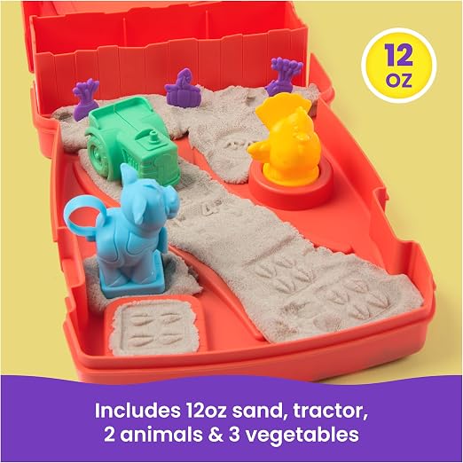 Kinetic Sand Sandy Farm Set, Moldable Play Sand Sensory Toys
