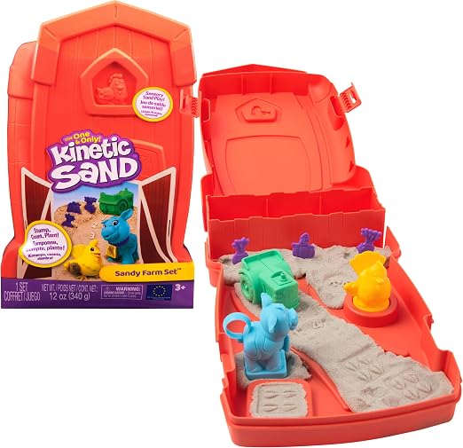 Kinetic Sand Sandy Farm Set, Moldable Play Sand Sensory Toys