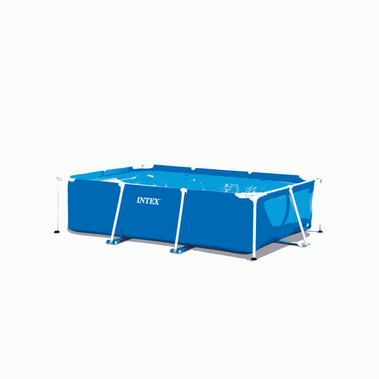 INTEX Rectangular Blue Metal Frame Swimming Pool Ages 6+ (2.6m x 1.6m x 65cm)