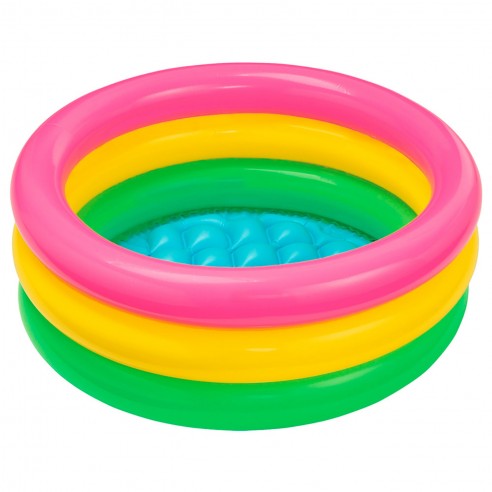 INTEX Sunset Glow Baby Pool – 3-Ring Inflatable Pool with Floor (Ages 1–3)