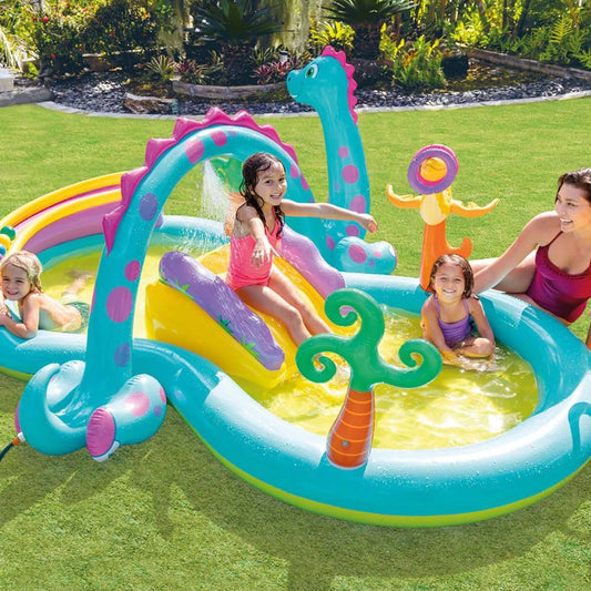 INTEX Dinoland Inflatable Play Center with Slide (3.02m x 2.29m x 1.12m)