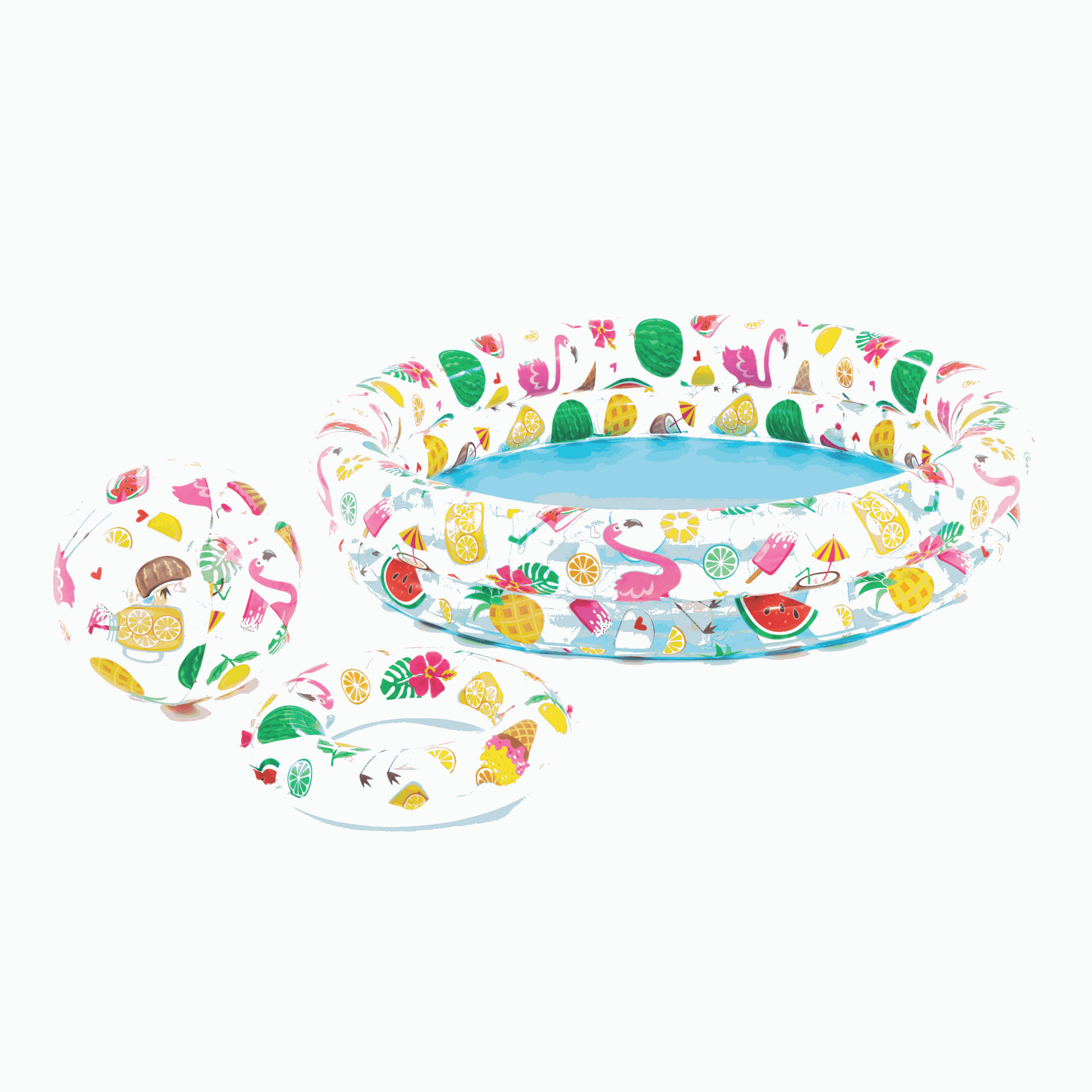 INTEX Just So Fruity Inflatable Pool Set with 51cm Ball & Swim Ring Age 2+ (1.22m x 25cm)