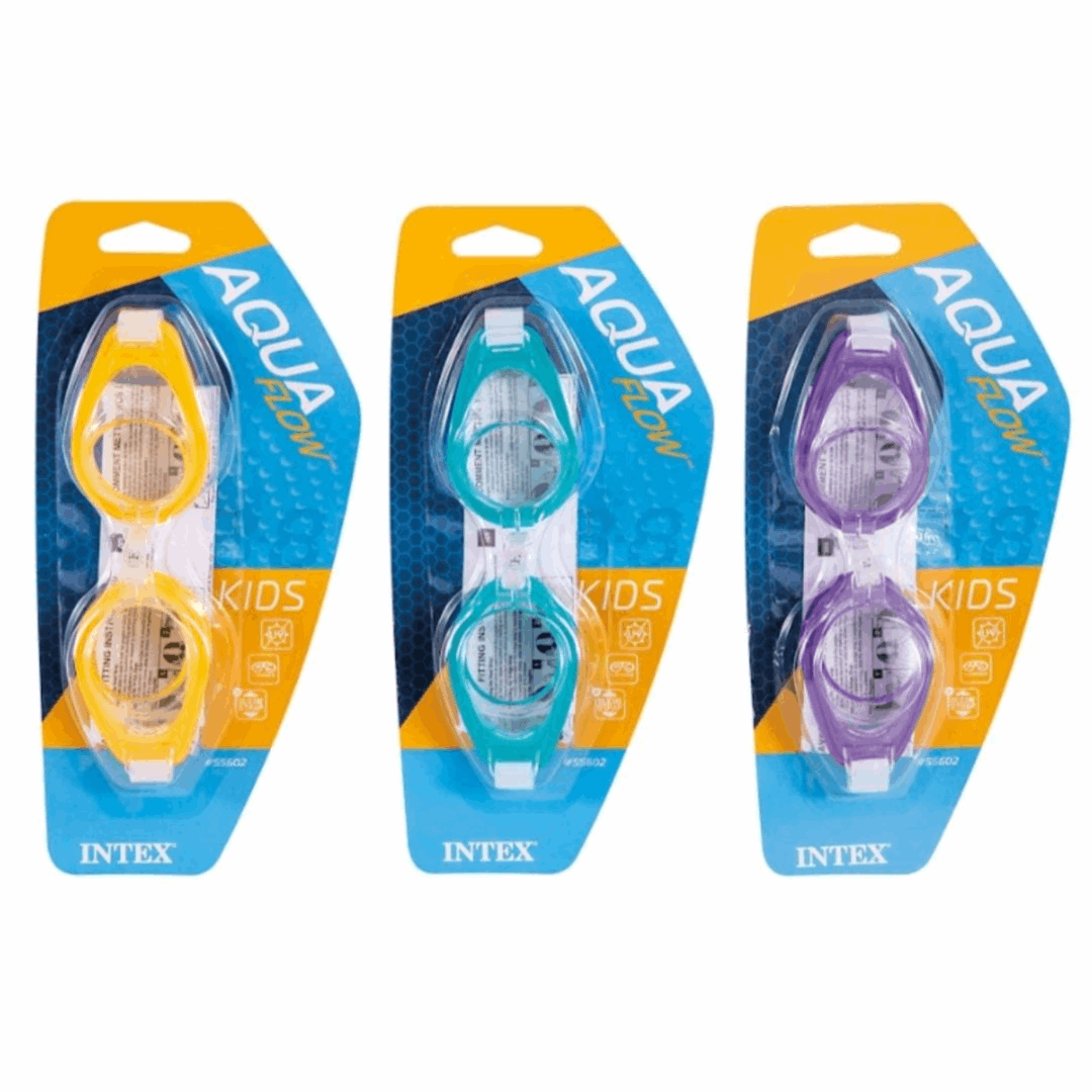 INTEX Aqua Flow Junior Swimming Goggles Ages 8+ - Assorted Colours