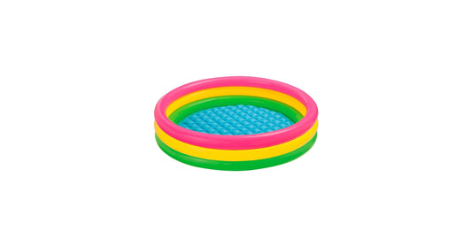INTEX Sunset Glow Baby Pool – 3-Ring Inflatable Pool with Floor (Ages 1–3)