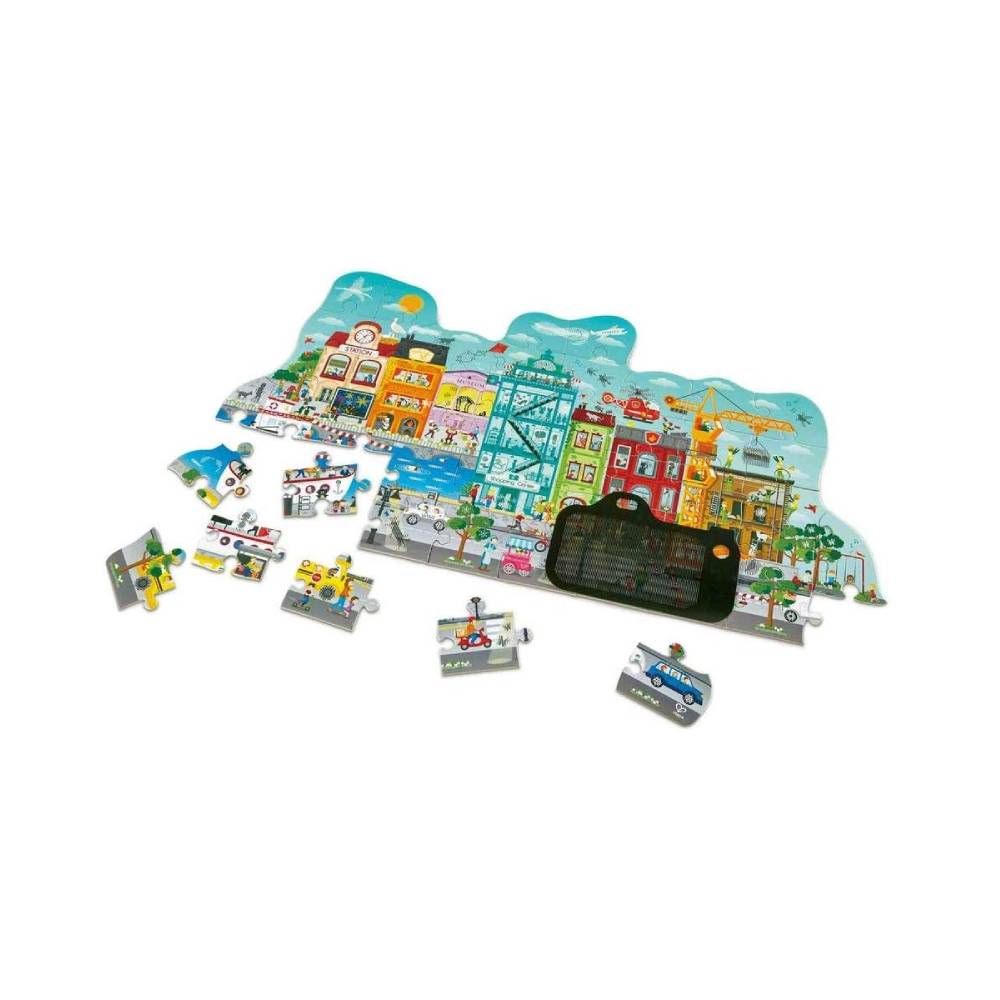 Best toy shop in Qatar – Hape Animated City Puzzle with 48 colorful pieces and magic card viewer, available to buy kids toys online in Qatar from the best online toy shop with toy delivery service in Qatar.