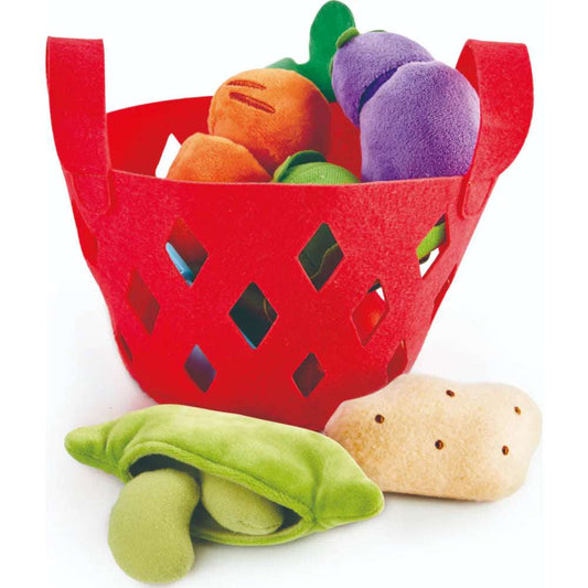 Hape Toddler Vegetable Basket – best toy shop in Qatar product with kids playing, educational wooden vegetable toy, perfect for toddler pretend play from the best online toy shop in Qatar, buy kids toys online in Qatar with toy delivery service in Qatar.