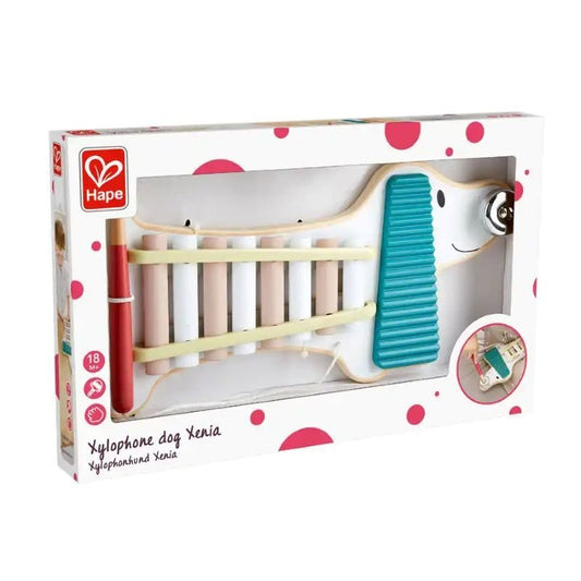 Hape Xylophone Dog Xenia box packaging – buy kids toys online in Qatar