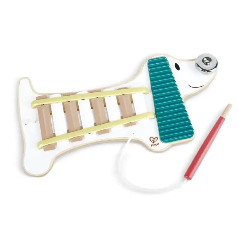 Child playing with Hape Xylophone Dog Xenia – best toy shop in Qatar